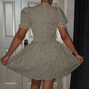 Black/Beige Checkered Drop Waist Dress Size M